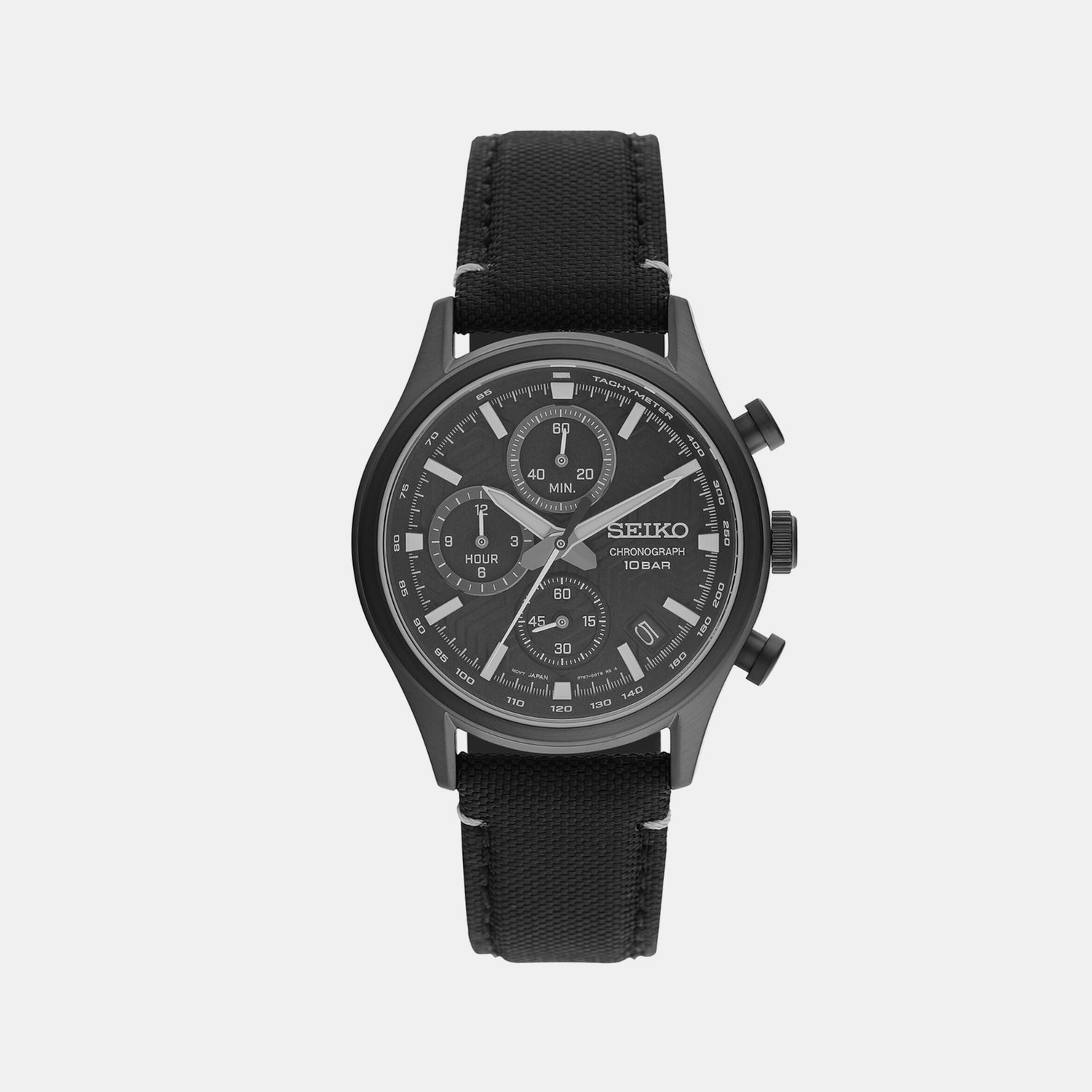 Male Black Chronograph Leather Watch SSB421P1
