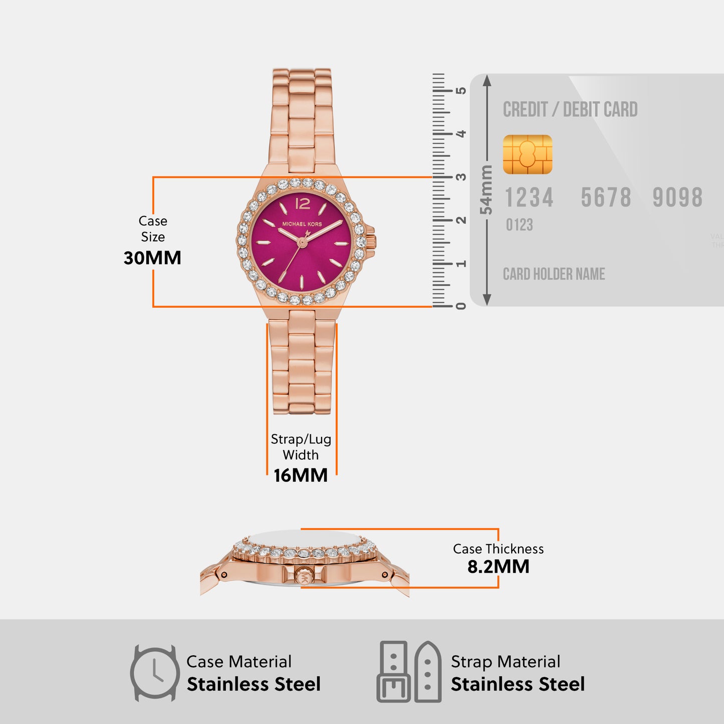 Female Lennox Three-Hand Rose Gold-Tone Stainless Steel Watch MK7396