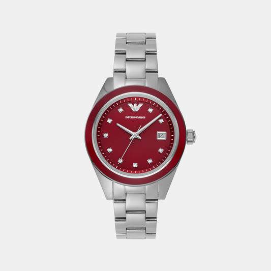 Female Red Analog Stainless Steel Watch AR11544