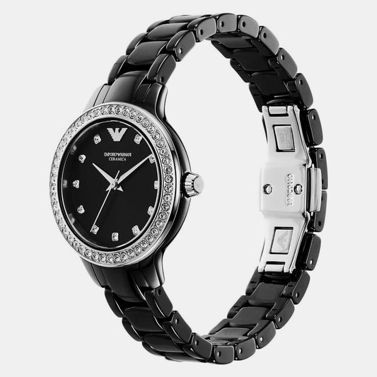Cleo Women Quartz Black Dial Analog Ceramic Watch AR70008 Emporio Armani 32 mm Round Quartz watch