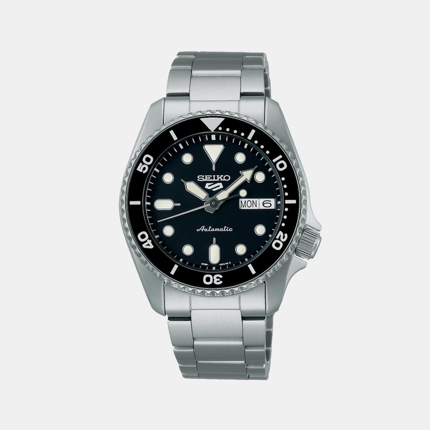 New 5 sports Male Black Automatic Stainless steel Watch SRPK29K1