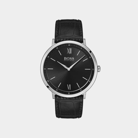 Essential Male Black Analog Leather Watch 1513647