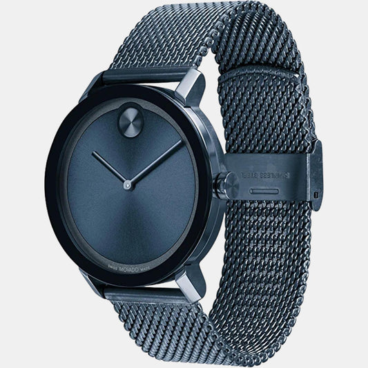 Bold Evolution Men Quartz Blue Dial Analog Stainless Steel Watch 3600793 Movado 40 mm Round Quartz watch