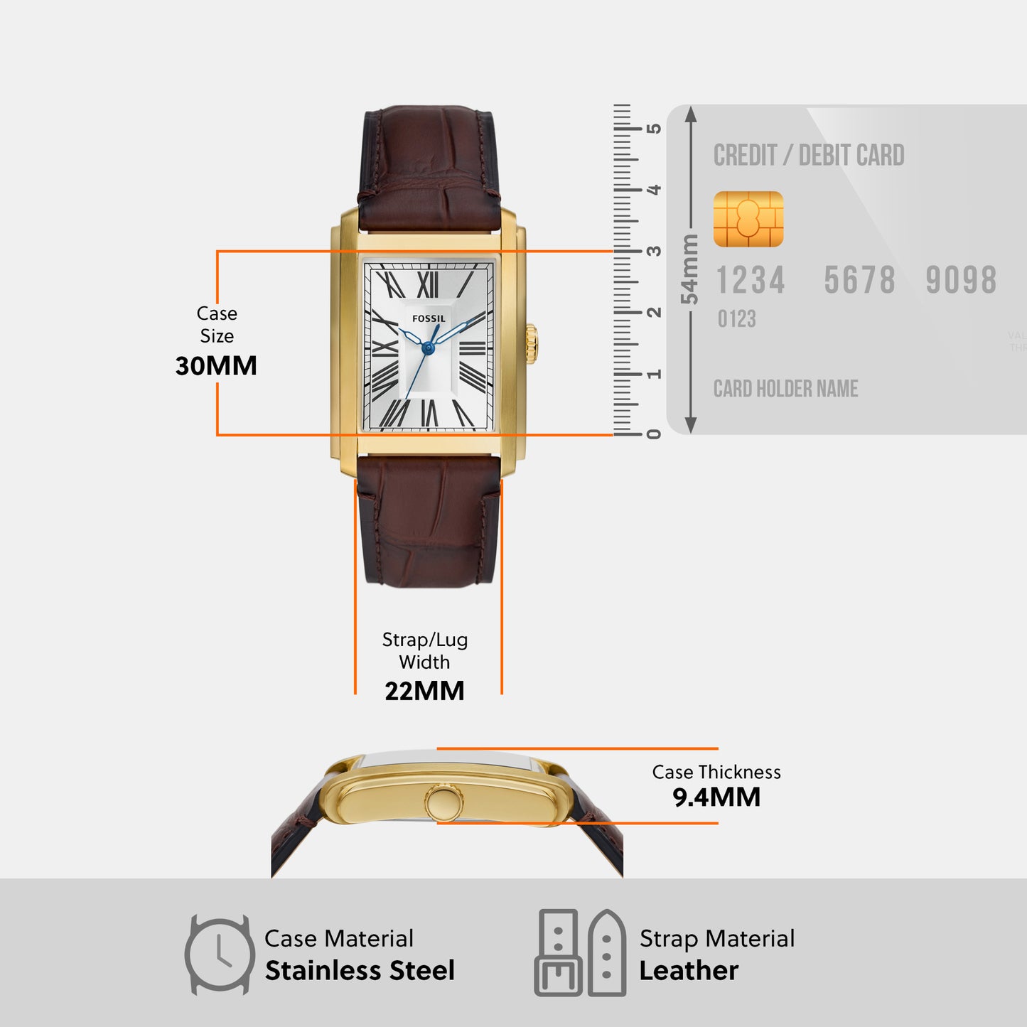 Male Carraway Three-Hand White Croco Leather Watch FS6011