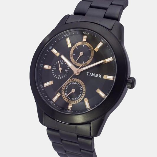 Fashion Men Quartz Black Dial Multi-Function Stainless Steel Watch TWEG18508 Timex 45 mm Round Quartz watch