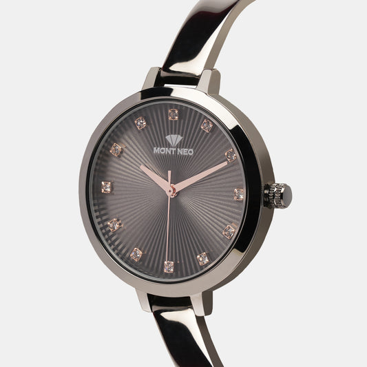 Women Quartz Grey Dial Analog Stainless Steel Watch 9004T-M8816 Mont Neo 30 mm Round Quartz watch