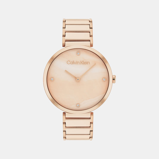 Minimalistic T-Bar Female Rose Gold Analog Stainless Steel Watch 25200429