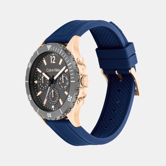 Sport For Him Men Quartz Grey Dial Chronograph Silicone Watch 25200316 Calvin Klein 44 mm Round Quartz watch