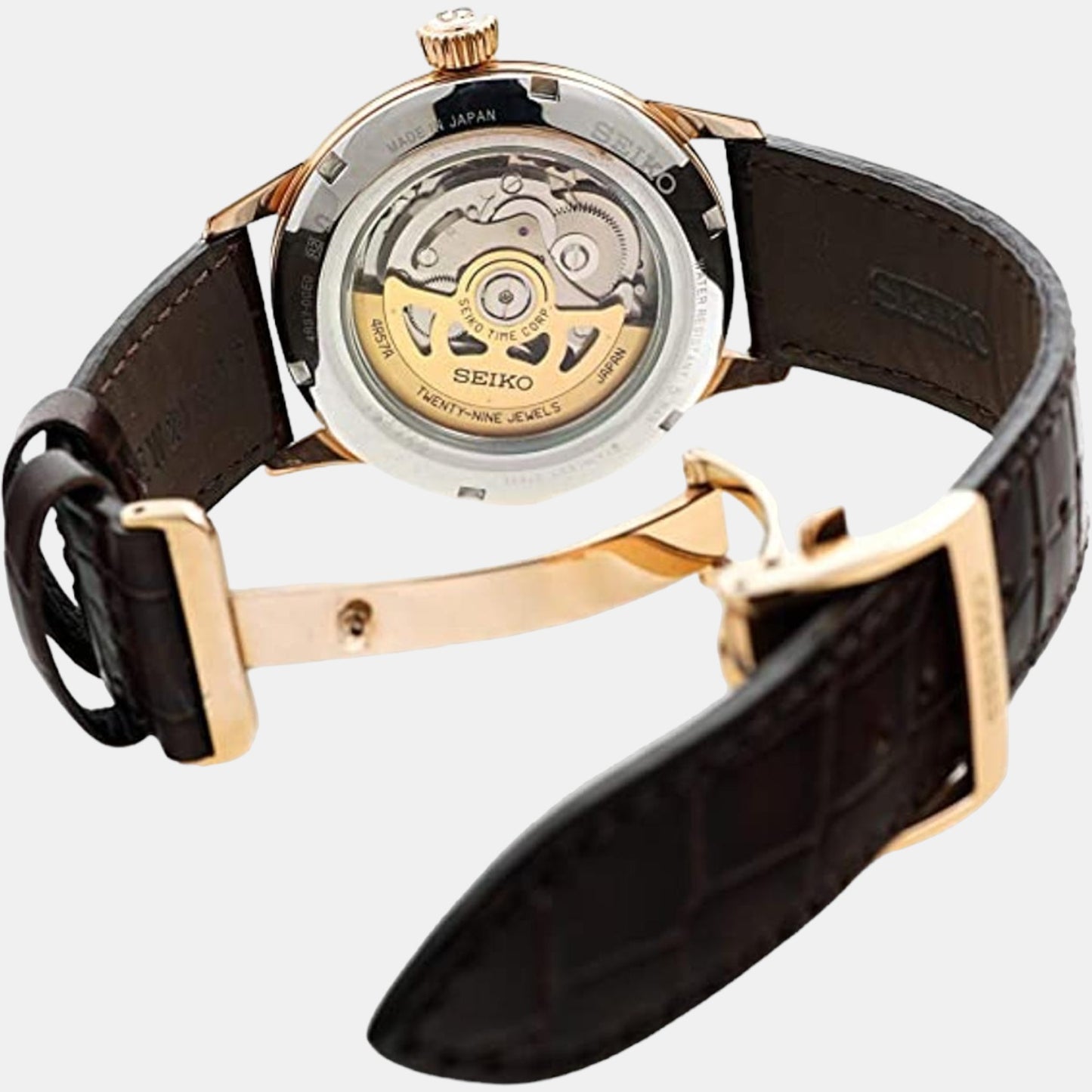 Male White Analog Leather Automatic Watch SSA346J1