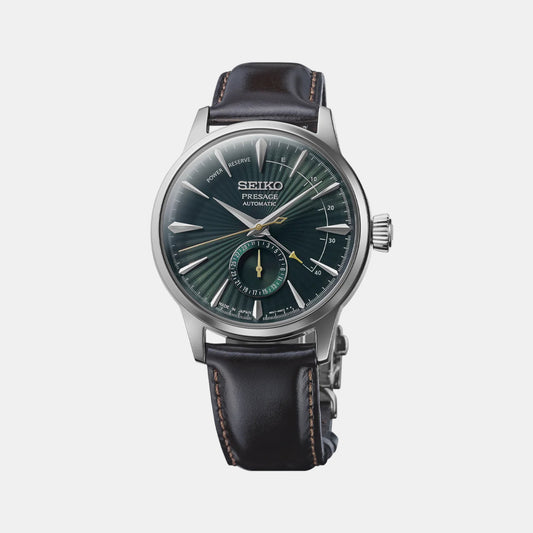 Presage Male Green Automatic Leather Watch SSA459J1