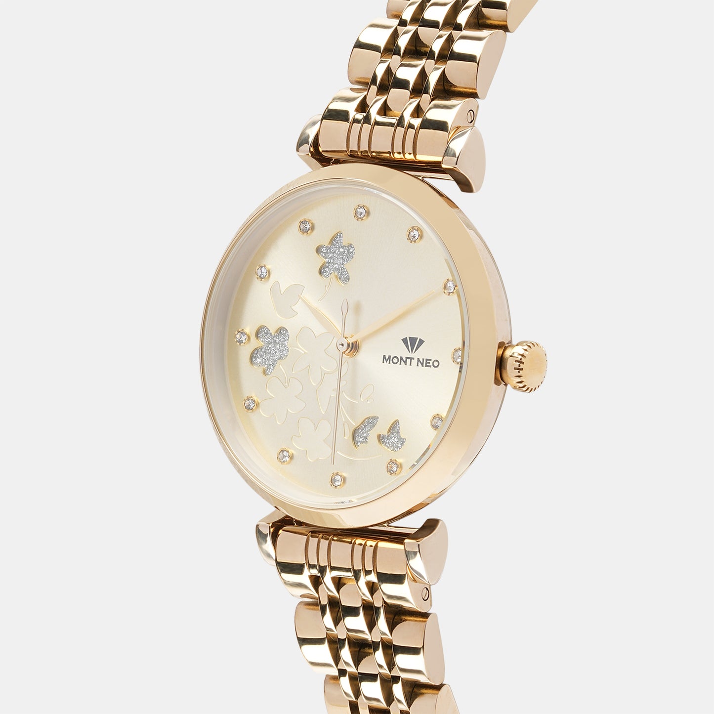 Luxurious Gold Analog Female Stainless Steel Watch 7505T-M2208