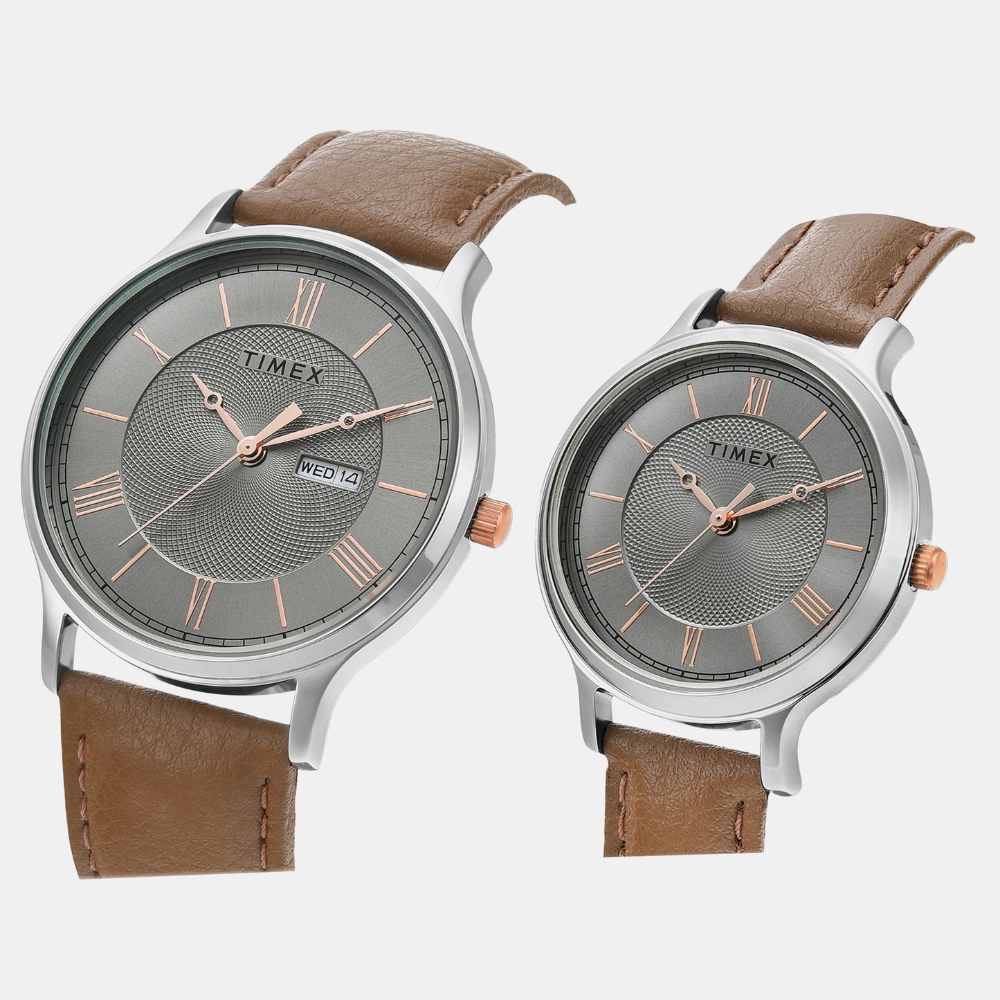 Couple Grey Analog Leather Watch TW00PR300