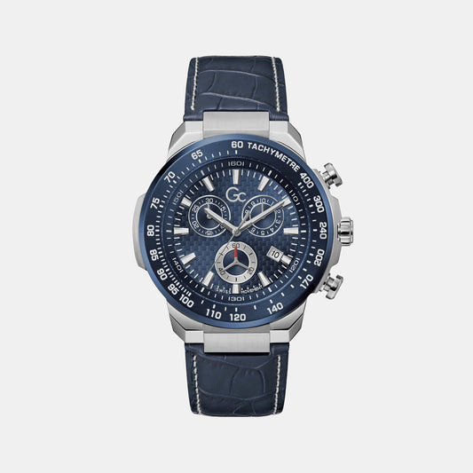 Male Blue Chronograph Leather Watch Z35004G7MF