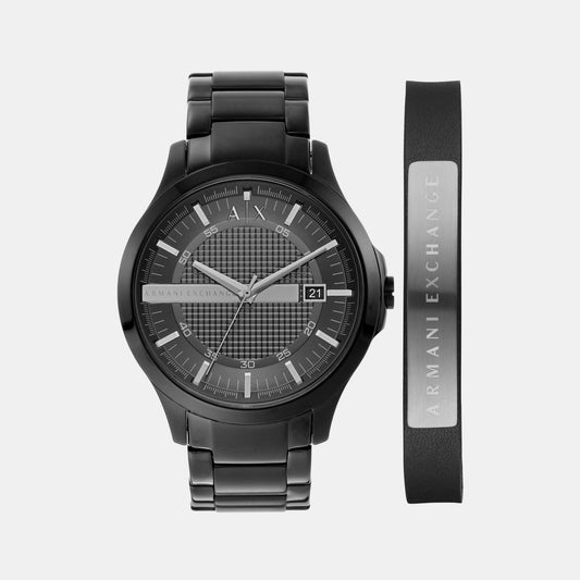 Male Black Analog Stainless Steel Watch AX7101