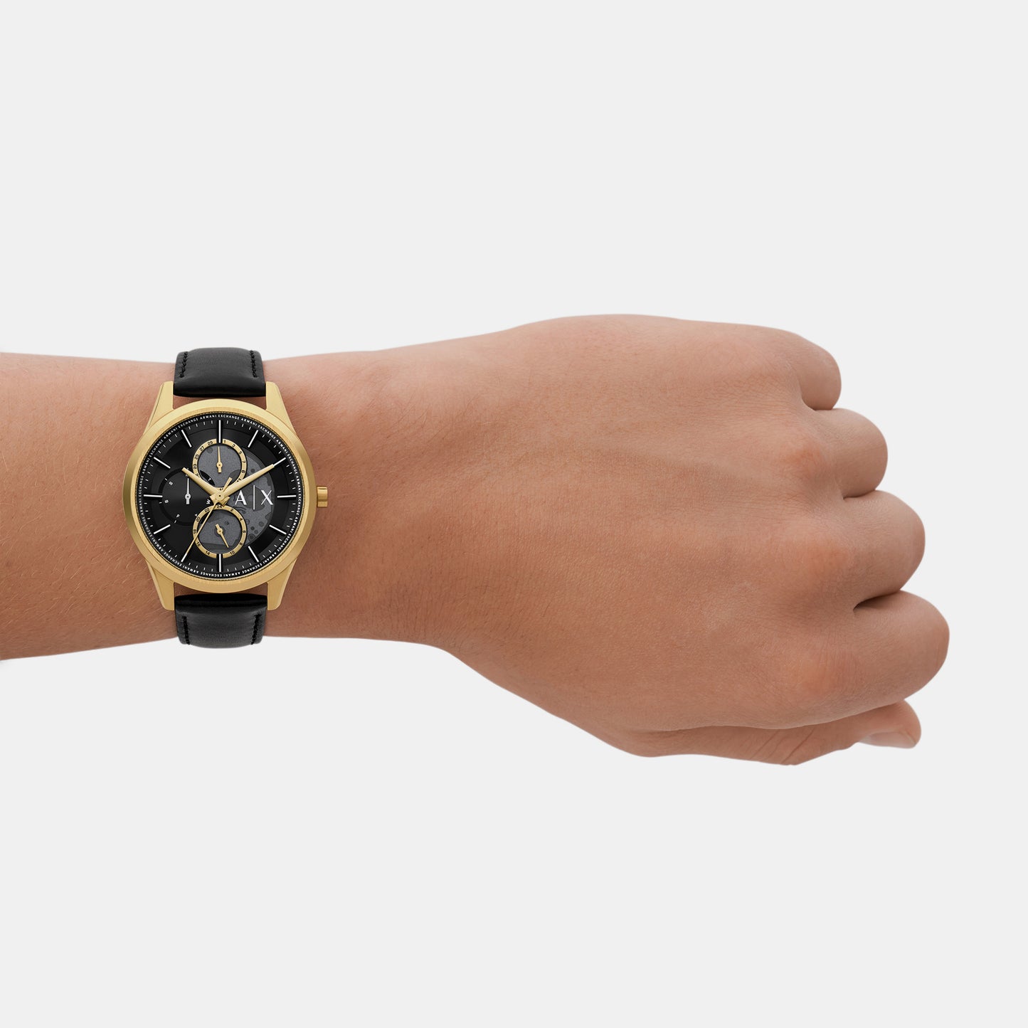 Male Black Analog Leather Watch AX1876