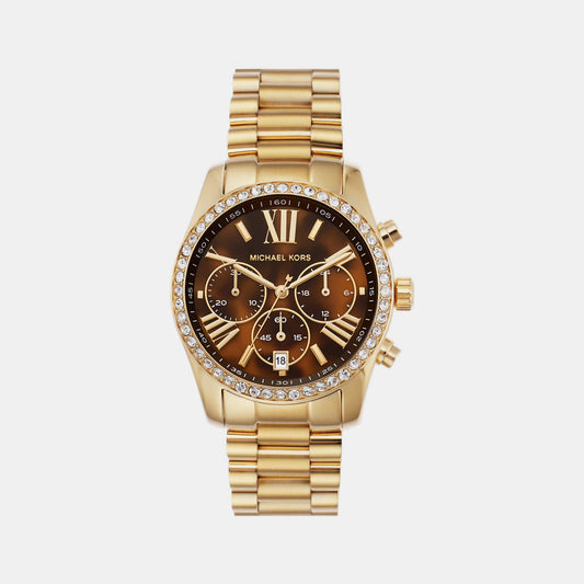 Female Brown Chronograph Stainless Steel Watch MK7276