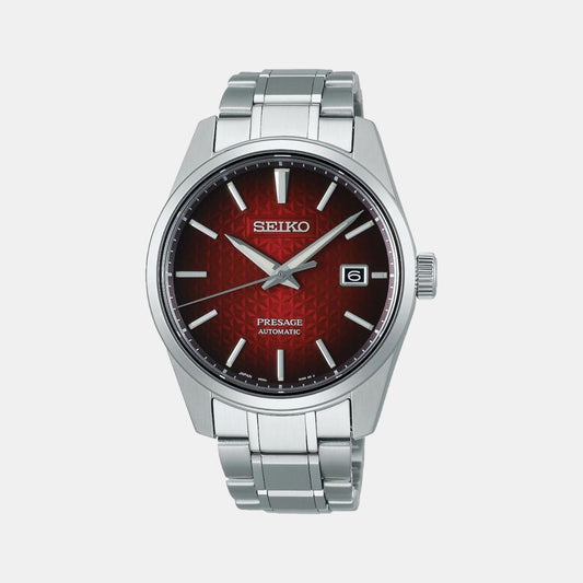 Presage Male Red Analog Stainless Steel Watch SPB227J1