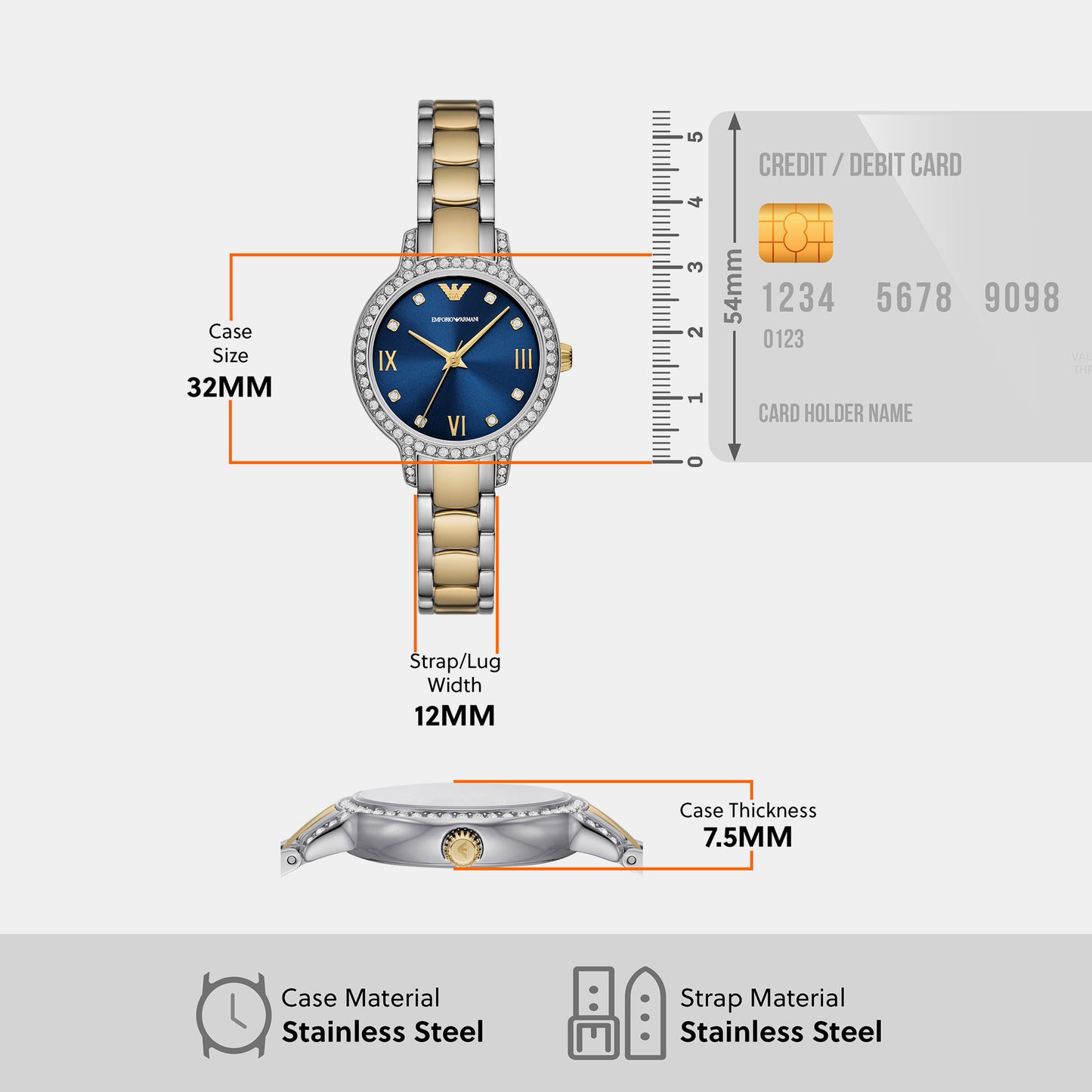 Female Blue Analog Stainless Steel Watch AR11576