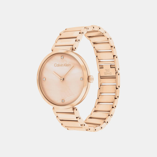 Minimalistic T-Bar Women Quartz Rose Gold Dial Analog Stainless Steel Watch 25200429 Calvin Klein 36 mm Round Quartz watch
