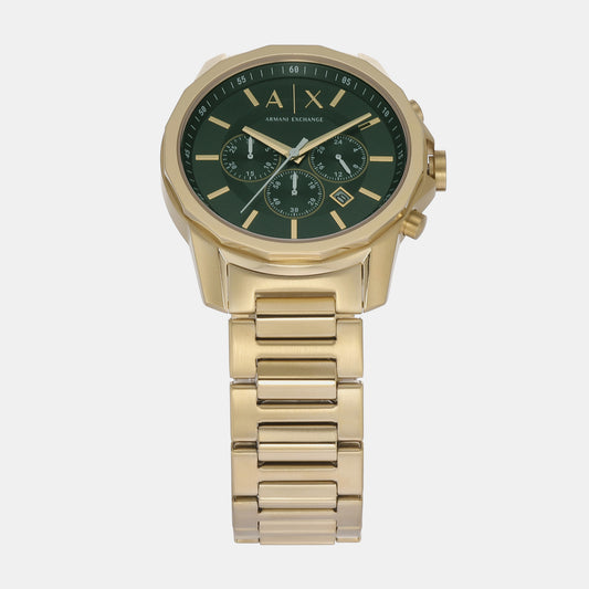 Banks Men Quartz Green Dial Chronograph Stainless Steel Watch AX1746 Armani Exchange 44 mm Round Quartz watch