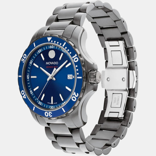 Series 800 Men Quartz Blue Dial Analog Stainless Steel Watch 2600159 Movado 40 mm Round Quartz watch
