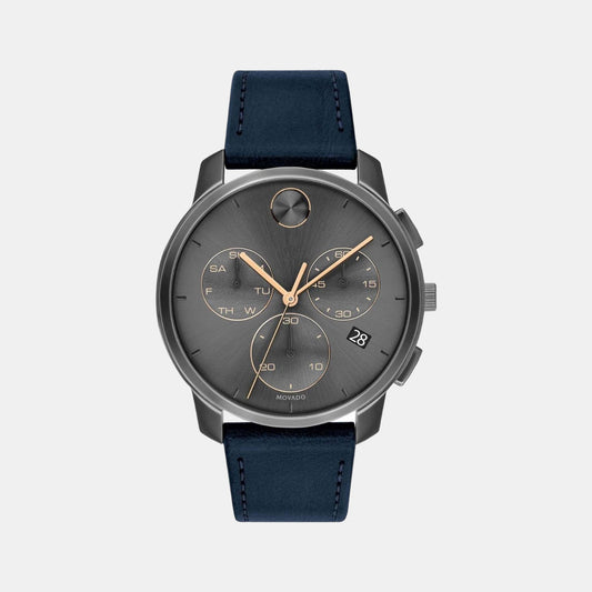 Male Grey Analog Leather Watch 3600720