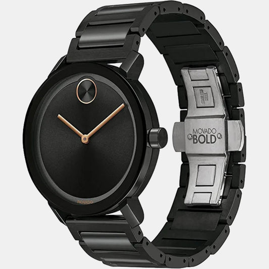 Bold Evolution Men Quartz Black Dial Analog Stainless Steel Watch 3600752 movado-stainless-steel-black-analog-men-watch-3600752