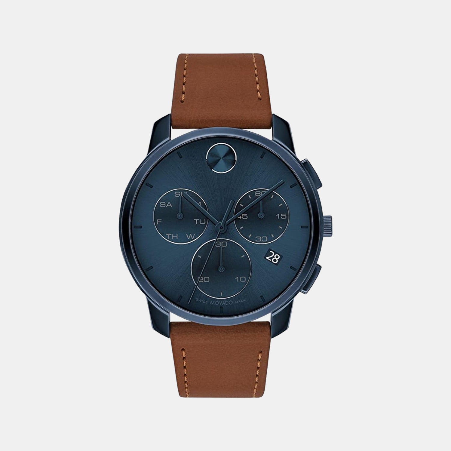 Bold Thin Male Leather Chronograph Watch 3600834