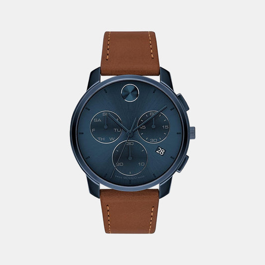 Bold Thin Male Leather Chronograph Watch 3600834