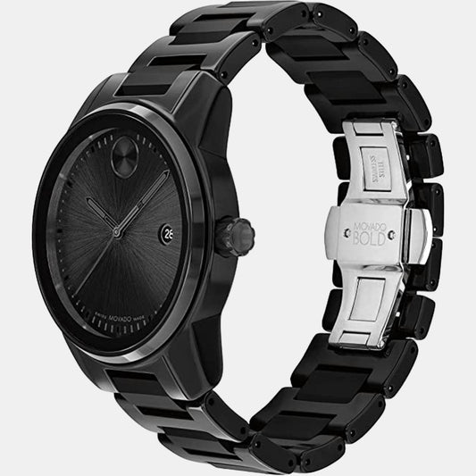 Bold Verso Men Quartz Black Dial Analog Stainless Steel Watch 3600863 movado-black-analog-men-watch-3600863