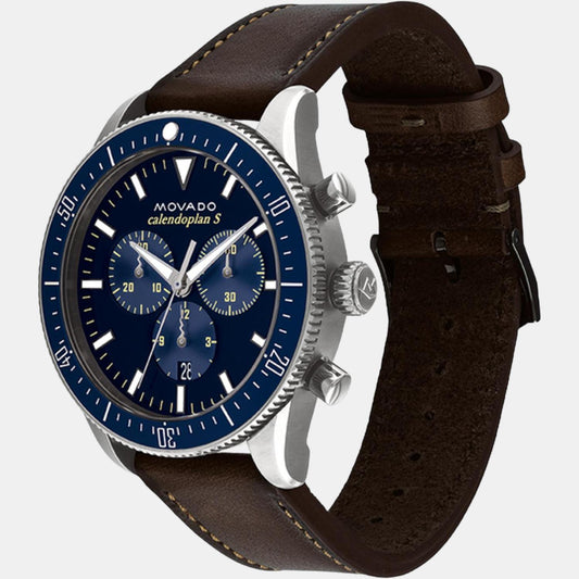 Calendoplan S Heritage Series Men Quartz Blue Dial Chronograph Leather Watch 3650061 Movado 42 mm Round Quartz watch