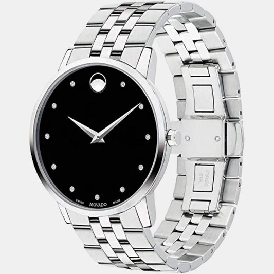 Museum Men Quartz Black Dial Analog Stainless Steel Watch 607201 movado-stainless-steel-black-analog-men-watch-607201