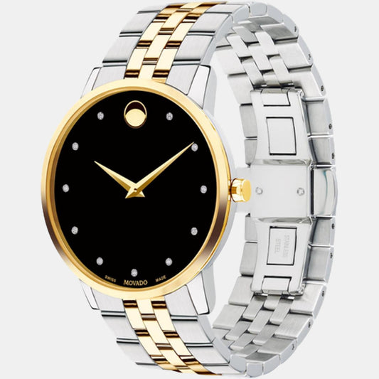 Museum Classic Men Quartz Black Dial Analog Stainless Steel Watch 607202 movado-black-analog-men-watch-607202