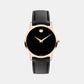 Male Black Analog Leather Watch 607585