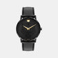Male Black Analog Leather Watch 607586