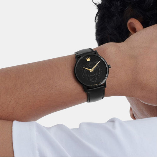 Museum Men Quartz Black Dial Analog Leather Watch 607586 movado-stainless-steel-black-analog-men-watch-607586