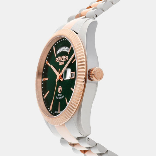 Primeline Daydate Men Mechanical Green Dial Analog Stainless Steel Watch 981662 47 75 90 roamer-stainless-steel-green-analog-male-watch-981662-47-75-90