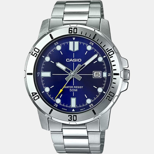 Enticer Men Quartz Blue Dial Analog Stainless Steel Watch A1364 Casio 45 mm Round Quartz watch