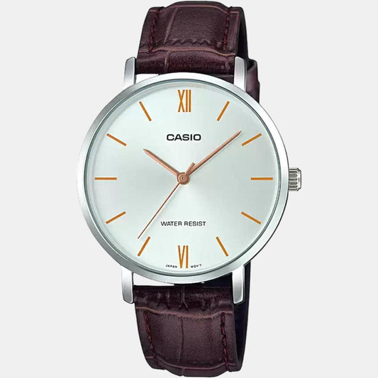Enticer Women Quartz Silver Dial Analog Leather Watch A1628 Casio 40 mm Round Quartz watch