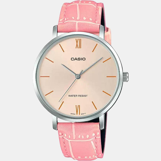 Enticer Women Quartz Rose Gold Dial Analog Leather Watch A1630 Casio 40 mm Round Quartz watch