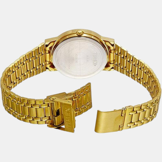 Classics Women Quartz Champagne Dial Analog Stainless Steel Watch A504 Timex 36 mm Round Quartz watch