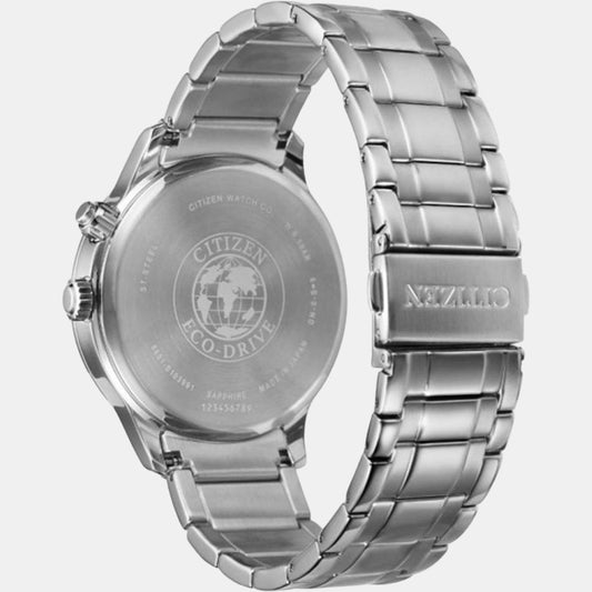 Men Eco-Drive Black Dial Chronograph Stainless Steel Watch AP1050-81E Citizen 43 mm Round Eco-Drive watch