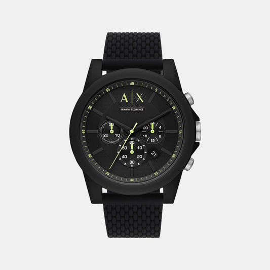 Male Black Silicon Chronograph Watch AX1344