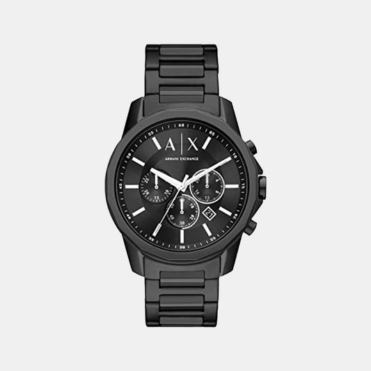 Male Black Stainless Steel Chronograph Watch AX1722