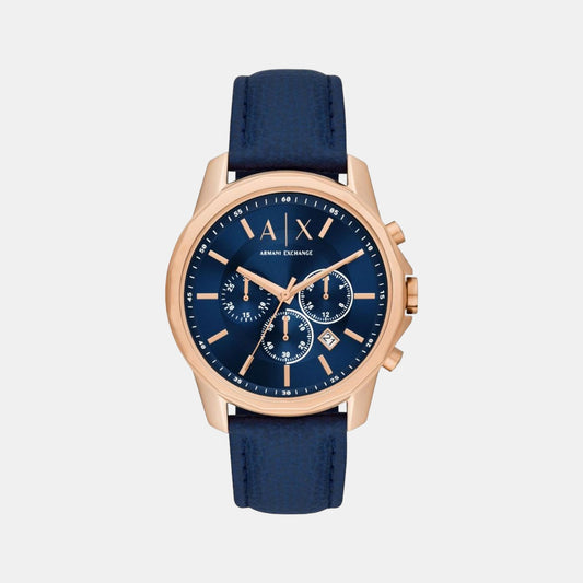 Male Blue Leather Chronograph Watch AX1723