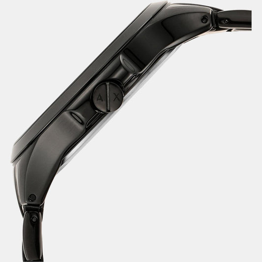 Hampton Men Quartz Black Dial Analog Stainless Steel Watch AX2413 Armani Exchange 46 mm Round Quartz watch