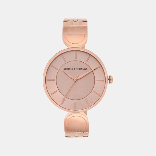 Female Rose Gold Analog Stainless Steel Watch AX5328