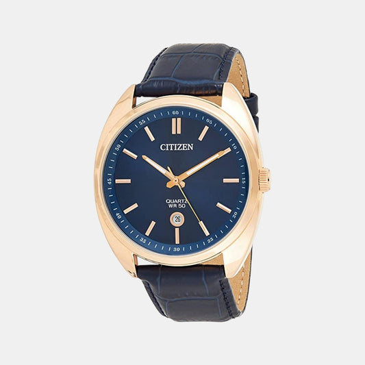 Male Blue Analog Leather Watch BI5093-01L