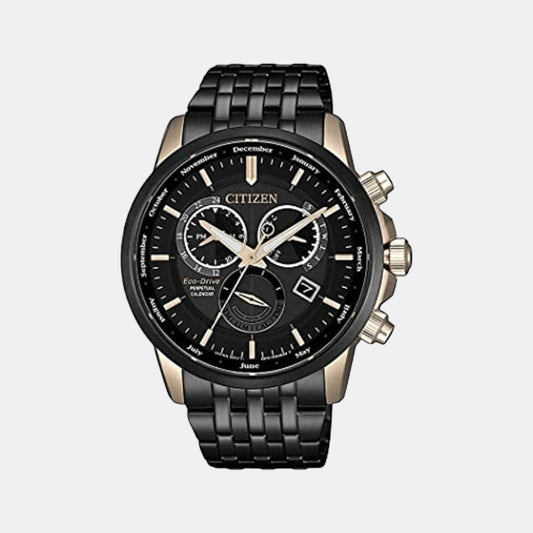 Male Black Stainless Steel Eco-Drive Chronograph Watch BL8156-80E