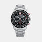Male Black Stainless Steel Eco-Drive Chronograph Watch CA4484-88E